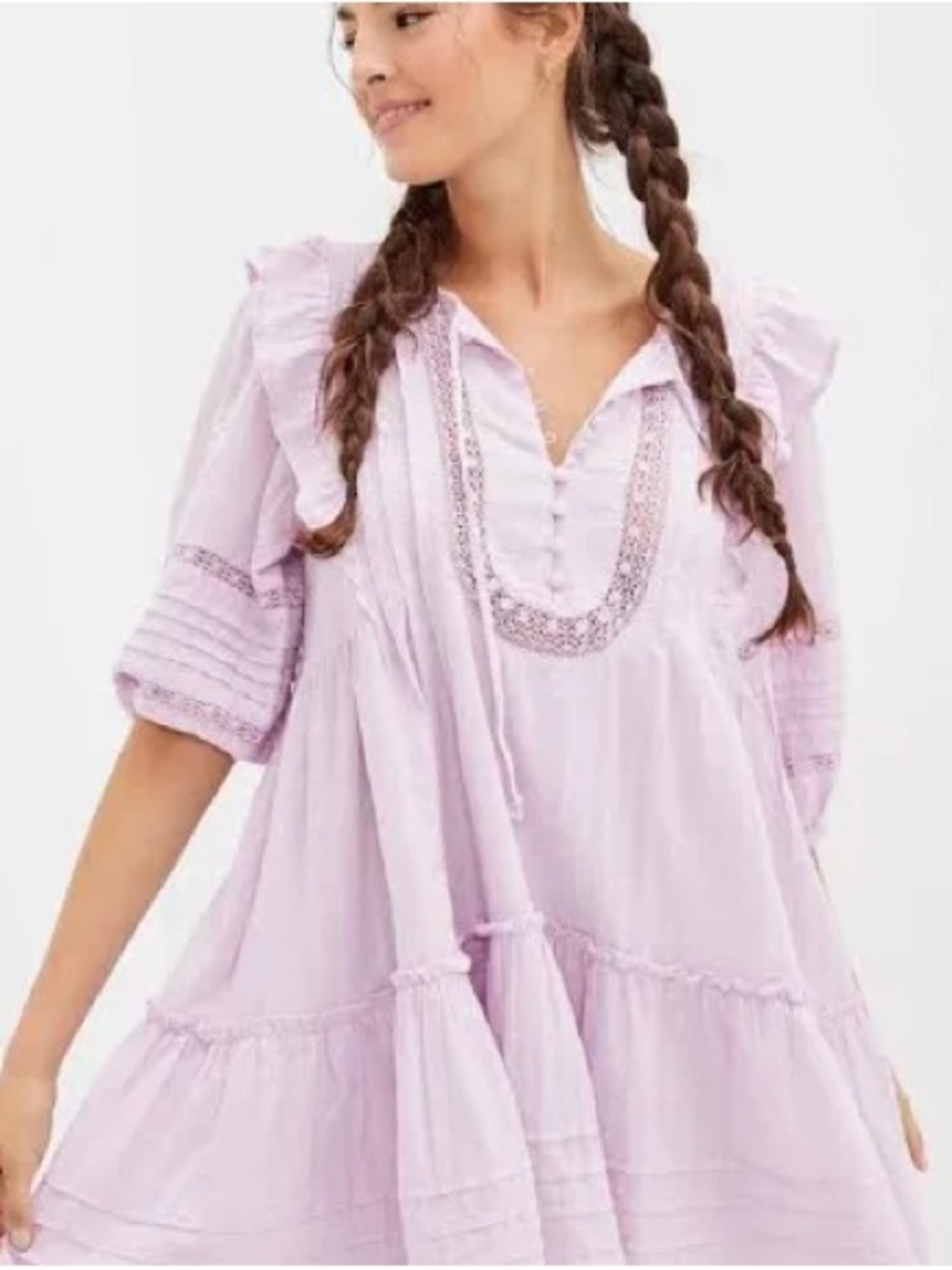 American Eagle Lilac Boho Tiered Tunic Dress